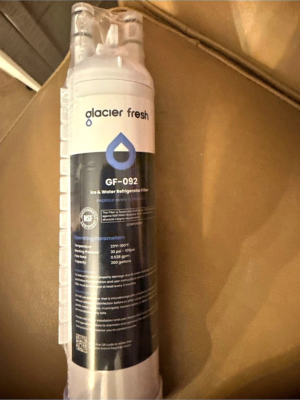 Glacier Fresh GF-092 Refrigerator Water Filter White NWT